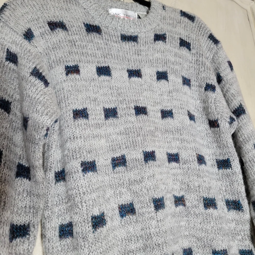 Oak Tree Original Vintage Geometric Knit Crewneck Cosby Grandpa Sweater *sz M*